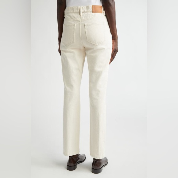 Lafayette 148 New York Reeve High Waist Ankle Straight Leg Jeans in washed Ecru - Picture 6 of 8